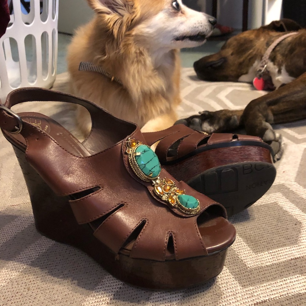 BCBG Generation brown wedge heel